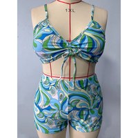 Cikini grande taille 3 pièces maillot de bain femmes longue impression Blouse cordon Corset été plage Bikini gros maillots de bain
