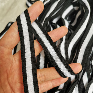 Wk012 Nhà Máy Cung Cấp Màu Đen Trắng Sọc Một Bên May Ràng Buộc Băng Dệt Kim Bông - Product Image 5