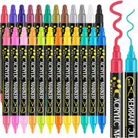 Stylos de peinture acrylique à double pointe de qualité supérieure, 24 couleurs, encre permanente pour bois, toile, pierre, peinture sur roche