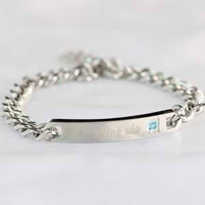Valentine's Day <strong>Gift</strong> Simple Her King His <strong>Queen</strong> Crown Stainless Steel Diamond Couple Bracelet - Product Image 6
