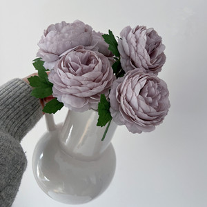 West Lake Butterfly <b>Artificial</b> <b>Peonies</b> Light Purple Silk Flowers 28cm Indoor Decorative Floral Bouquet - Product Image 1