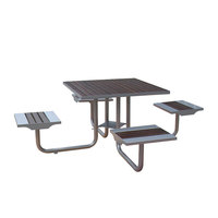 Table de pique-nique d'extérieur en bois et métal avec siège ensemble de jardin table de salle à manger et chaise en bois commerciale de patio table à thé d'extérieur