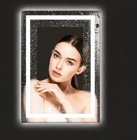 Cermin Anti Kabut LED dengan Sakelar Sentuh, Cermin Kamar Mandi Anti Embun HD Perak dengan Lampu Latar, Cermin Rias Dinding yang Dapat Diredupkan, Cermin Vanity Custom
