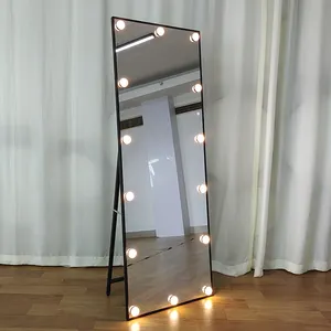Atacado moderno grande comprimento total longo Intelligent Touch Switch Control hollywood free standing Floor LED Mirror spiegel miroir