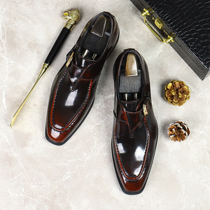 Zapatos Casuales de Negocios para Hombre, de Cuero Genuino, Charol Brillante, Mocasines Formales, Calzado Elegante para Oficina - Product Image 2