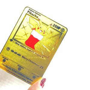 มีสินค้าในสต็อกรองรับการ์ดเกมโลหะสีทอง Pikachu ฉันเลือกการ์ดโลหะทองโปเกมอน - Product Image 2