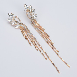 Pendientes de Moda con Flecos para Discoteca, Llenos de Diamantes - Product Image 1