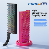 Clavier mécanique compact FV K68 60% sans fil tri-mode RGB pour gaming e-sport, résistant aux éclaboussures et programmable