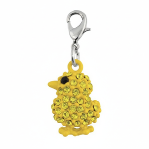 Ciondolo a forma di pulcino in cristallo con strass gialli e chiusura a moschettone per la creazione di gioielli - Product Image 2