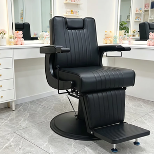 Fauteuil de barbier moderne classique noir DM avec pompe hydraulique, siège inclinable de luxe, mobilier de salon durable pour salon de coiffure en promotion - Product Image 1