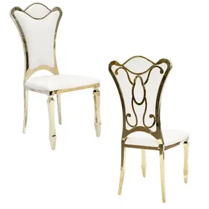 Mobilier de banquet moderne belle chaise en acier inoxydable doré pour mariage et événement