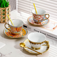 Offre Spéciale léger luxe arabe en céramique après-midi tasses et assiettes ensembles maison Restaurant turc tasse à café et soucoupe ensemble