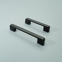 Poignée en aluminium noire pour meubles de cuisine, prix moins cher