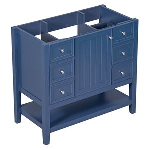 Meuble de salle de bain de style européen, 36 pouces, bleu, résistant à l'eau, avec miroir inclus, design sur pied - Product Image 4
