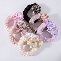 Chouchous en satin à nœud, élastiques à cheveux à volants, imprimé léopard, tie-dye pour femmes et filles, accessoires capillaires, 5 couleurs, vente en gros