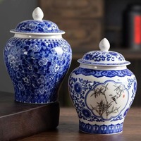 Stoples Teh Porselen Biru Putih Gaya Cina MSH Dengan Tutup