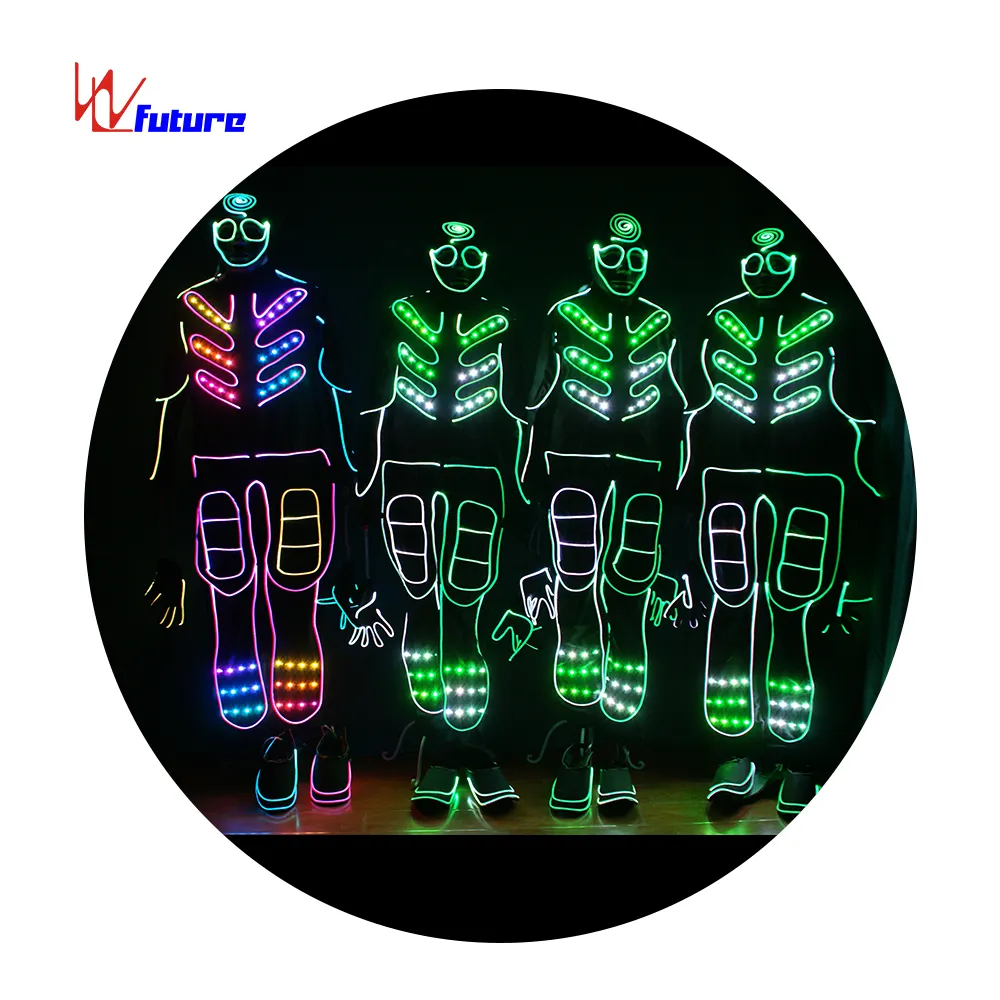 Sıcak satış DMX512 takımı Tron dans LED kostümleri, ucuz LED Tron dans kostümleri DMX512