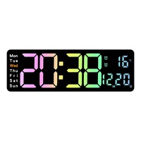 Reloj de Pared Digital Huayang Color Macaron 5529, Día de la Semana, Fin de Semana, Alarma Doble, Temporizador, Función de Memoria, para Decoración de Sala de Estar