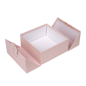 Cajas de Regalo de Papel Rosa Personalizadas con Doble Puerta, Cajas de Embalaje de Lujo para Cosméticos, Chocolates y Recuerdos de Boda con Logotipo en Relieve - Product Image 2