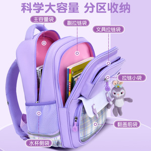 ZMBABY School <b>Backpack</b> For Girls 18 In Plaid Design <b>Large</b> <b>Capacity</b> With Zipper Pocket Purple - Product Image 4