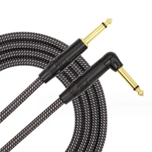 Câble audio stéréo symétrique 3m 90 degrés 6.35MM 6.35 mâle vers TRS mâle Câble d'instrument pour guitare électrique