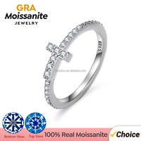 Bague de fiançailles et de mariage personnalisée en argent sterling 925 avec croix de Jésus en moissanite couleur D VVS1, bijoux pour femmes