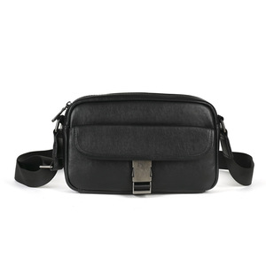 Men's Genuine Leather Crossbody Bag Black Top Layer Cowhide Durable Shoulder Bag Everyday Outfits - Product Image 4