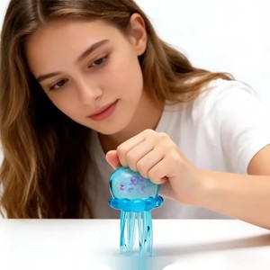 2026 Transparent Glitter Blue Jellyfish <b>Mini</b> Squishy Toy Super Soft Squeeze Stress Ball Sensory Fidget Toy Anxiety Relief - Product Image 4