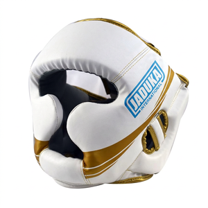 Protector de cabeza de taekwondo de PU color oro blanco, casco de MMA, Muay Thai, boxeo, taekwondo, karate, equipo de entrenamiento de kickboxing para hombres - Product Image 1