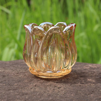 Support mural en verre pour bougies en forme de tulipes, vente en gros Shandong, pour Noël, la Saint-Valentin, les mariages, finition électroplaquée par pulvérisation à chaud