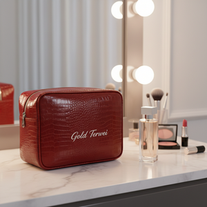 Wholesale Customized Personalized Crocodile Textured Makeup <strong>Bag</strong> Embroider Name Cosmetic Pouch <strong>Travel</strong> <strong>Wash</strong> <strong>Bag</strong> for <strong>Women</strong> - Product Image 1