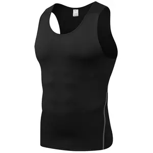 Solid Color Custom Stretchy and Breathable Tank Top for Men's Gym and Sports Activities Quick-Drying Men's Compression Tank Top