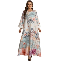 Nouvelle arrivée, robe maxi islamique pour femmes, imprimé floral, ornée de strass, manches longues, abaya, kaftan arabe, robe pour tous les jours et pour les fêtes