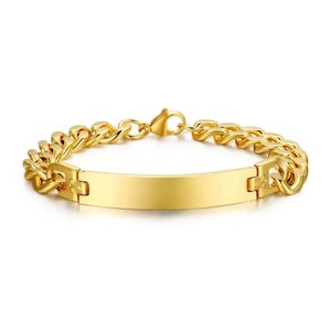 2021 Wholesale Custom Name Jewelry Gold bar Blank Stainless Steel <b>Engraved</b> Bracelet for Couples - Product Image 2