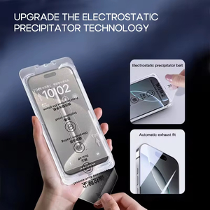Dễ Dàng Cài Đặt Kit Đầy Đủ Bìa 9H HD Trong Suốt Tempered Glass Màn Hình Cho <span class=keywords><strong>iPhone</strong></span> 16 Pro Max 3D Nhanh Chóng Applicator - Product Image 4