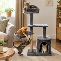 Tour pour chat compacte en peluche avec hamac, niche et griffoir en sisal