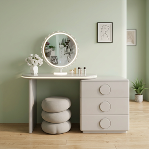 Modern Makeup <b>Vanity</b> <b>Table</b> with Lighted <b>Mirror</b> and Storage Drawers for Bedroom Furniture - Product Image 4