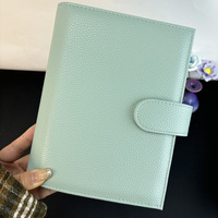 Sampul Buku Catatan Kulit Vegan Mewah Kustom Multifungsi A6 Planner 6 Cincin Emas Budget Binder Pink Binder Pebble Wallet Binder