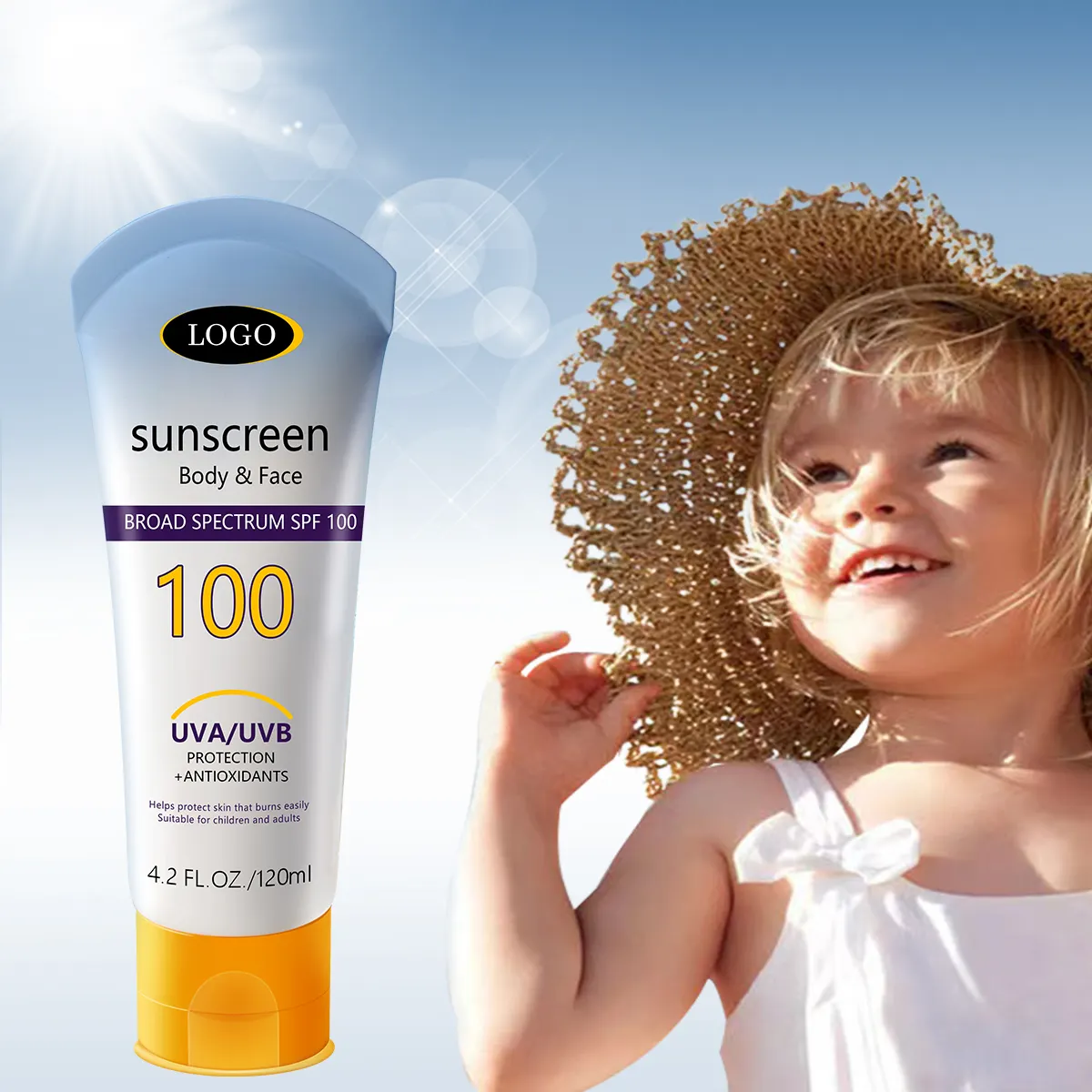 High-Strength Refreshing Moisturizing SPF 100 Face Sunscreen Cream UV Protection Sun Sweat Protection Non-Greasy Facial Body