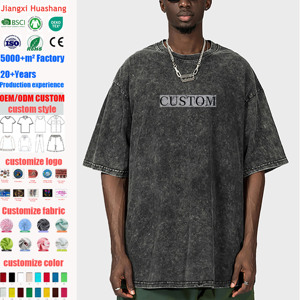 T-shirt Uomo Vintage Acid Wash 2026 Nuovo Arrivo 100% Cotone 230GSM Pesante Girocollo Traspirante Effetto Lavato Stile Retrò Top Estivo - Product Image 1