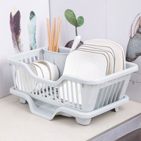 OEM ODM Écologique Égouttoir à vaisselle portable en plastique avec support porte-ustensiles et panier d'égouttage pour assiettes et couverts, Organisateur de cuisine