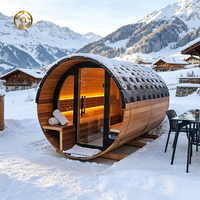 Sauna en bois de cèdre rouge du Canada pour 4 à 6 personnes TRIUNITY SAUNA, sauna extérieur en forme de baril avec poêle à bois et combo bain de glace
