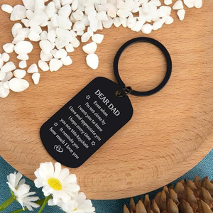 Llavero Personalizado de Acero Inoxidable Negro al por Mayor, Regalo de Cumpleaños para Papá, Llavero con Mensaje 'Conduzca con Seguridad', Regalo del Día del Padre - Product Image 6