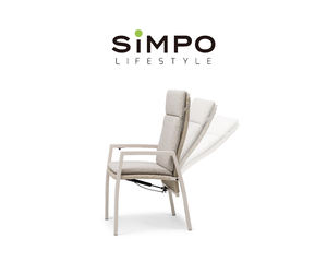 SIMPOLIFESTYLE Mobilier d'extérieur haut de gamme, ensemble table et tabourets de luxe pour jardin et balcon, chaise de salle à manger en aluminium <span class=keywords><strong>DIABLO</strong></span>, tissu et teck - Product Image 1