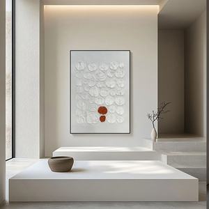 Pintura Moderna Blanca Estilo Wabi para Pared, Arte 3D en Lienzo, Arte Contemporáneo para Decoración del Hogar Moderno y Galería - Product Image 4