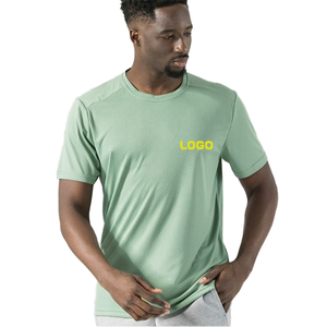 Camisetas de Manga Corta para Hombre, Cuello Redondo, 100% Algodón, Ajuste Delgado, Secado Rápido, con Logotipo Personalizado, Servicio OEM - Product Image 1