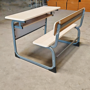 Bureau d'élève intégral personnalisable avec bancs doubles et chaises doubles pour mobilier de salle de classe d'école primaire - Product Image 2