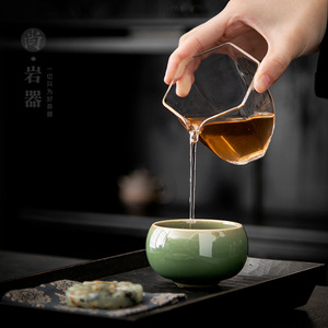 Arhat <b>Cup</b> Ceramic Teacup Yue Kiln Celadon <b>Large</b> Single Tasting <b>Cup</b> For Kung Fu <b>Tea</b> Set Bamboo Green - Product Image 1