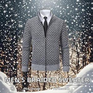 Maglione Anti-strizzacervelli in cotone stile classico da uomo grande motivo intrecciato con cerniera invernale con Logo traspirante - Product Image 6