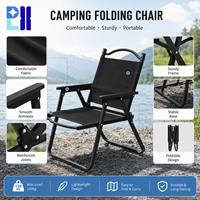 Chaise de camping pliable sur mesure OEM, chaise portable d'extérieur, cadre en alliage d'aluminium avec siège en tissu